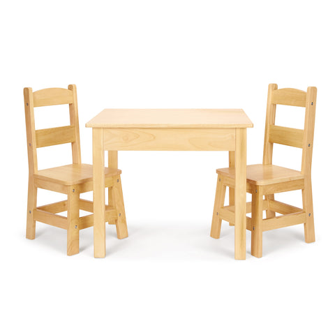 Melissa & Doug Children's Wooden Table & Chairs, Natural (2427)