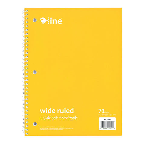 C-Line 1-Subject Notebook, Wide Ruled, Yellow, 70 Pages (CLI22040)