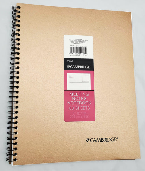 Cambridge Large Meeting Notes Notebook, 8.5" x 11", Black or Gold (59137)