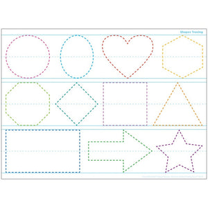 Ashley Smart Poly Single Sided Postermat Pals Shapes Tracing, 13" X 9.5" (ASH95318)
