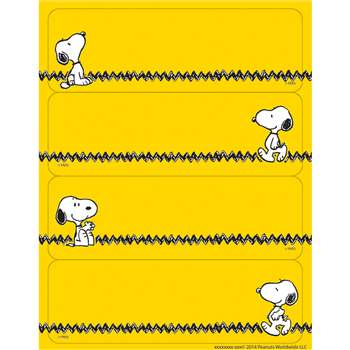 Eureka Peanuts, Snoopy Yellow Label Stickers, Pack of 56 (EU 656142)