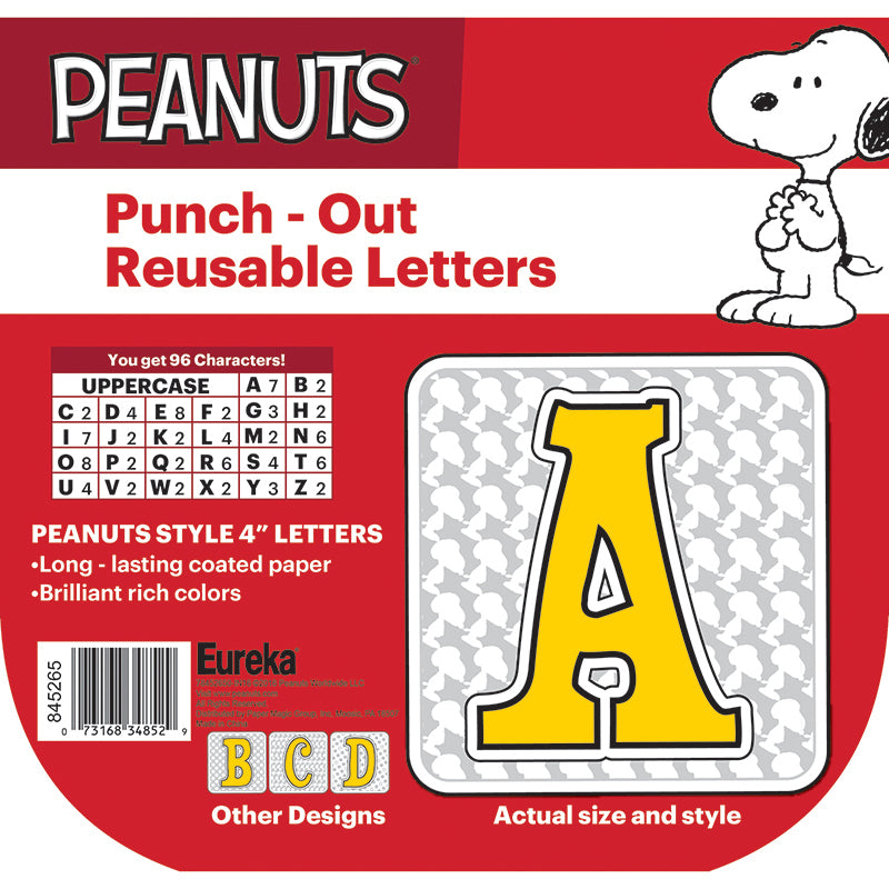Eureka Peanuts® Punch-Out Reusable Letters, Bulletin Board, 4, Yellow –  Ramrock School & Office Supplies