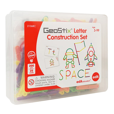 GeoStix Letter Construction Set Educational Toy, 200 Connecting Sticks, 50 Activities (21368)