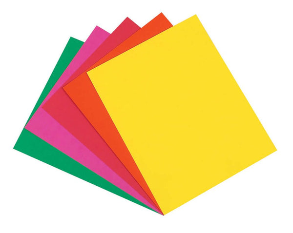Pacon Bright Card Stock, 5 Assorted Colors, 8-1/2" x 11", 100 Sheets (P101175)