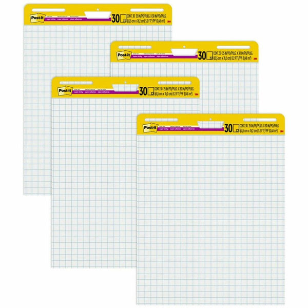Post-it Super Sticky Easel Pad, 25 x 30 in, White Grid, 4 Pads (MMM560VAD4PK)