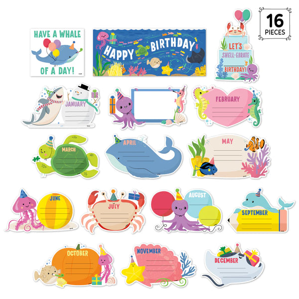 Creative Teaching Press Sea Friends Happy Birthday Mini Bulletin Board (CTP 10996)