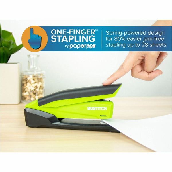 Bostitch InPower Spring-Powered Antimicrobial Desktop Stapler, Green (ACI1123)