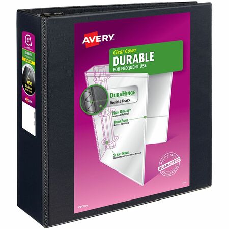 Avery® Durable View Binder, 4" EZD Rings, 780-Sheet Capacity, DuraHinge™, Black (AVE 09800)