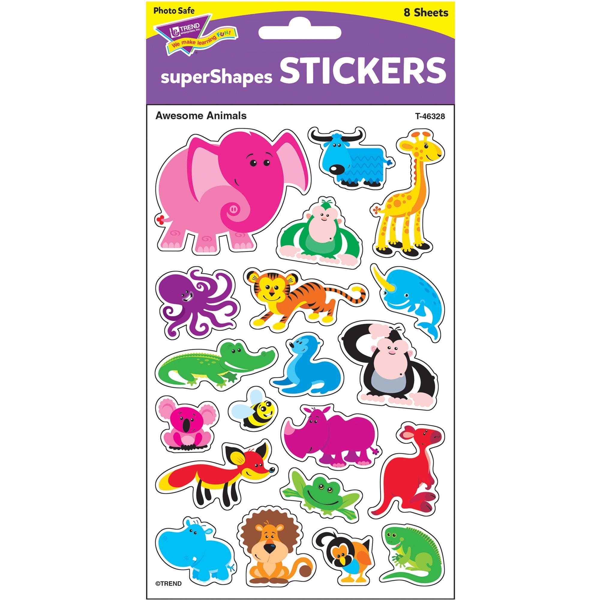Trend Enterprises Super Shapes Stickers, Awesome Animals (T 46328)