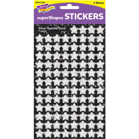 Trend Enterprises Super Shapes Stickers, Silver Sparkle Stars 400 Pack (T 46404)