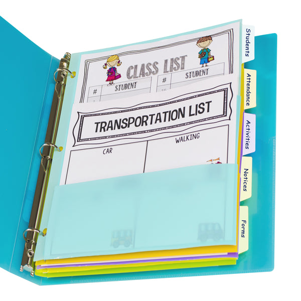 C-Line 5-Tab Index Dividers with Multi-Pockets, Durable, Bright Color Assortment (CLI 07650)
