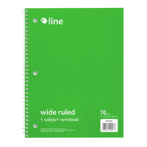 C-Line 1-Subject Notebook, Wide Ruled, Green, 70 Pages (CLI22043)