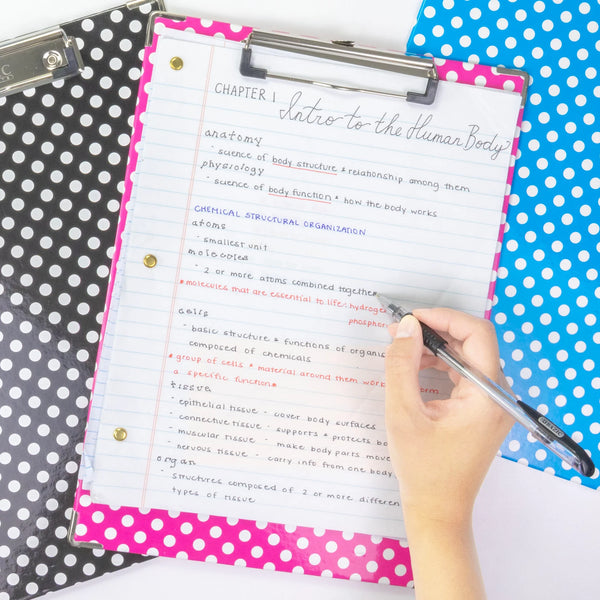 BAZIC Standard Size Confetti Polka Dot Paperboard Clipboard w/ Low Profile Clip (1812)