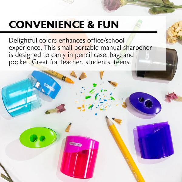BAZIC Sophie Dual Hole Sharpener w/ Square Receptacle, Assorted (1933)