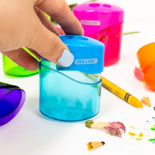 BAZIC Sophie Dual Hole Sharpener w/ Square Receptacle, Assorted (1933)