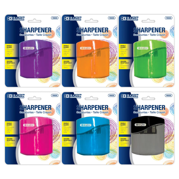 BAZIC Sophie Dual Hole Sharpener w/ Square Receptacle, Assorted (1933)