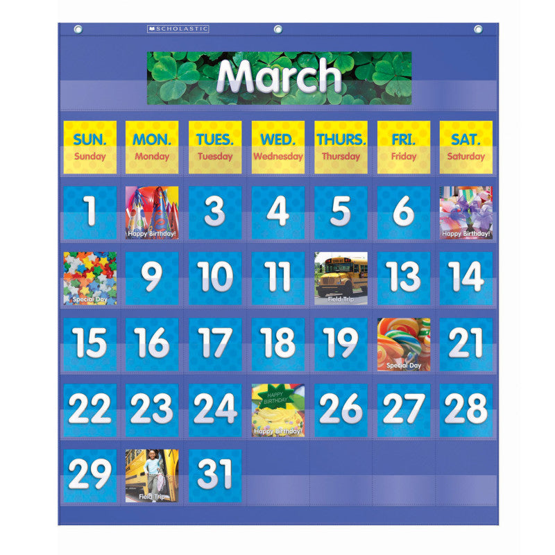 Scholastic Monthly Calendar Pocket Chart, Blue (SC 511479)