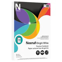 Neenah Bright White Cardstock, 8-1/2 x 11 Inches, 65 lb, White, 100 Sheets (NEE 91901)
