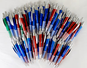 Bulk Lot of 75 Wide Jumbo Translucent Misprinted Retractable Ballpoint Pens  (Lot #2351)