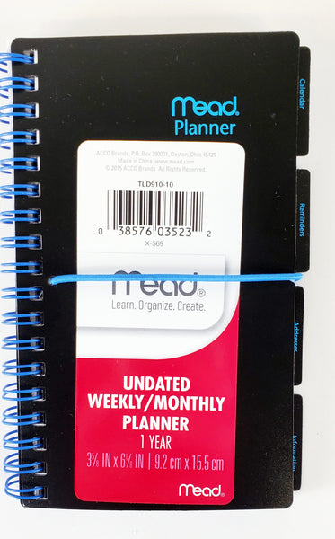 Mead 1 Year Undated Weekly/Monthly Pocket Planner, 3.5" x 6" (TLD910-10)