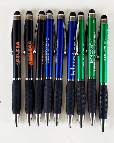 Bulk Lot of 450 Misprinted Retractable Ballpoint Pens w/ Stylus  (Lot #2408)