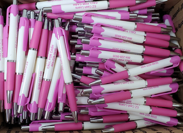 Bulk Lot of 300 Misprinted Retractable Ballpoint Pens, Pink  (Lot #2392)