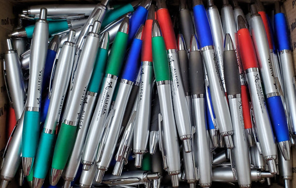 Bulk Lot of 160 Misprinted Retractable Metal Ballpoint Pens w/ Rubber Grip  (Lot #2405)