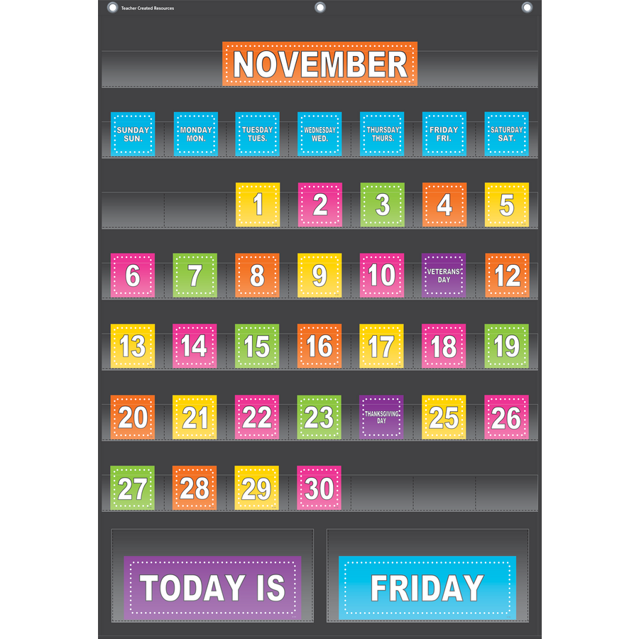 Teacher Created Black Calendar Pocket Chart (TCR 20748)