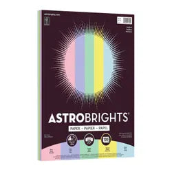 Astrobrights Colored Paper, 8-1/2 x 11 Inches, 24 lb/89 gsm, Pastel 5-Color Assortment, 100 Sheets