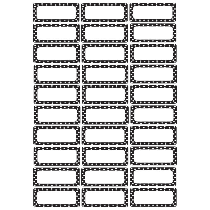 Ashley Magnetic Die-Cut Small Foam Nameplates & Labels, 30 pcs, Black and White Dots (ASH 10080)