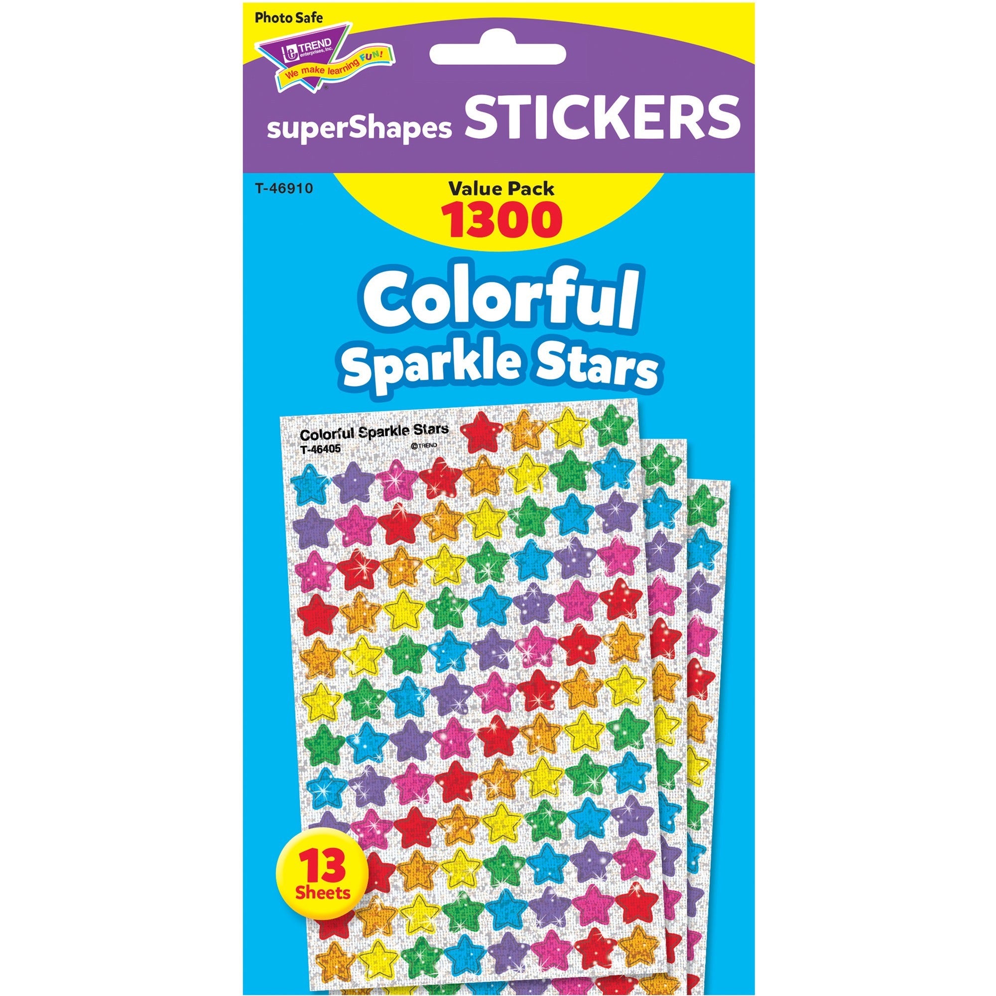 Trend Super Shapes Stickers, Colorful Sparkle Stars (T 46910)