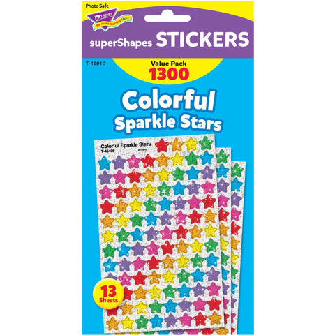 Trend Super Shapes Stickers, Colorful Sparkle Stars (T 46910)