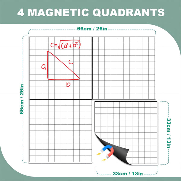 Magnetic XY 4 Quadrant Grid Dry Erase Whiteboard Mat 26" x 26"