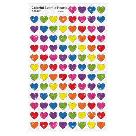 Trend Enterprises Colorful Hearts Sparkle Stickers, 400 Ct. (T 46407)