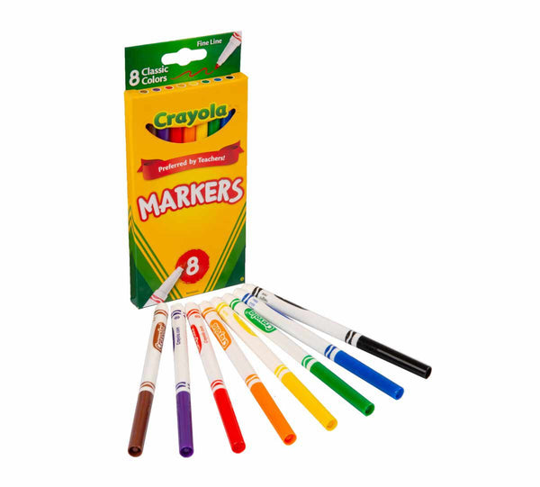 Crayola Fine Line Markers, Classic Colors, 8 Count (BIN 58-7709)
