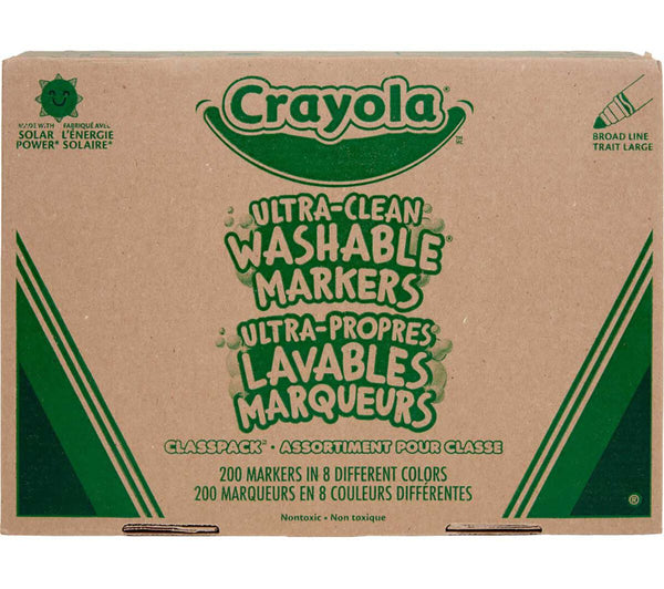 Crayola Ultra-Clean Washable Broad Line Markers Classpack, 200 Count, 8 colors (BIN 58-8200)