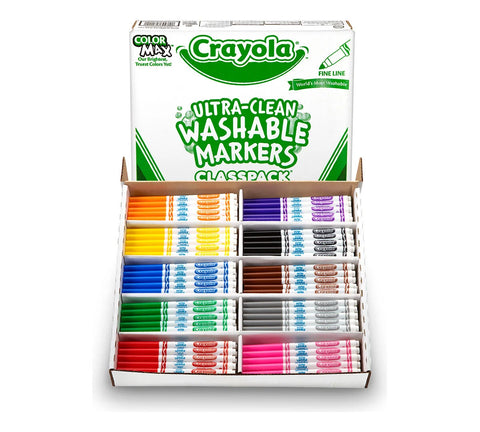 Ultra-Clean Washable Fine Line Markers Classpack, 200 Count, 10 Colors (BIN 58-8211)