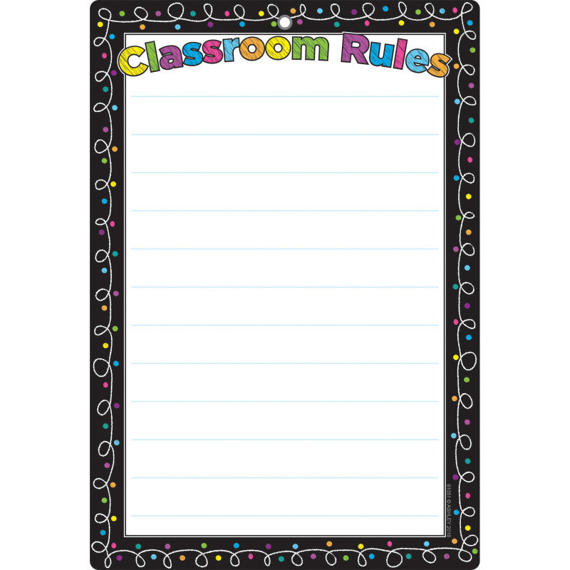 Ashley Smart Poly® Chart, Chalk Dots With Loops, Classroom Rules, Dry Erase Surface 13" X 19"s (ASH 91051)