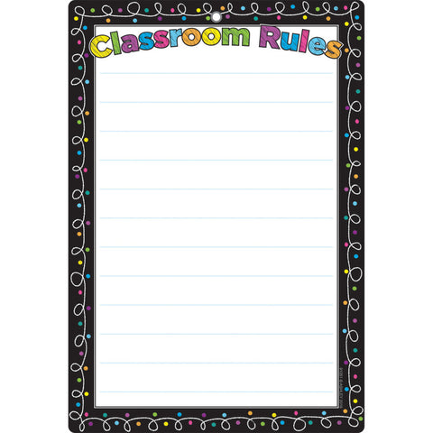 Ashley Smart Poly® Chart, Chalk Dots With Loops, Classroom Rules, Dry Erase Surface 13" X 19"s (ASH 91051)