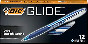 BIC Glide Retractable Pens 12 Pack, Blue Ink 1.0mm (BICVCG11-BLU)
