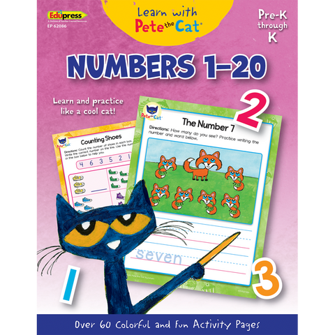 Teacher Created Learn with Pete the Cat: Numbers 1-20 (TCR 62086)