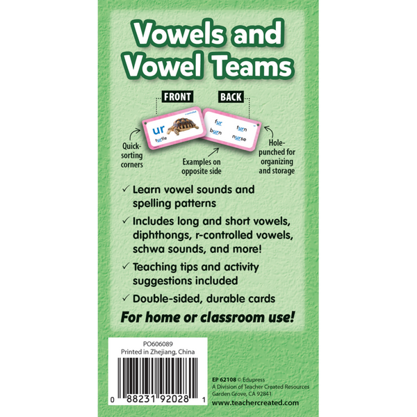 Teacher Created Vowels and Vowel Teams Flash Cards Deluxe Set (TCR 62108)
