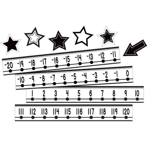 Teacher Created Resources Black and White Number Line (-20 to 120) Mini Bulletin Board (TCR 6806)