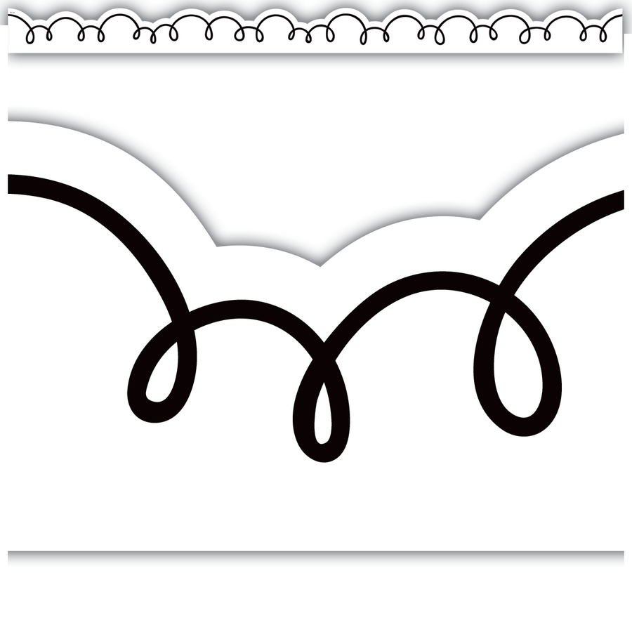 Teacher Created Resources White with Black Squiggles Die-Cut Border Trim (TCR 6809)