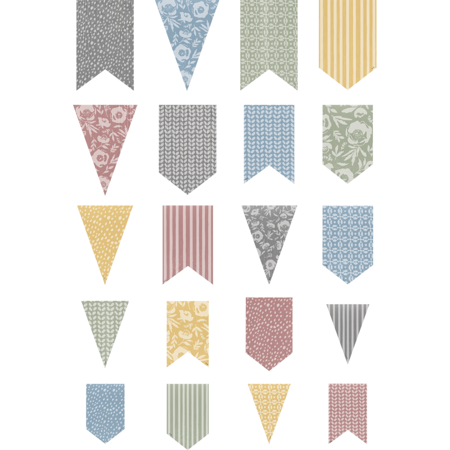 Teacher Created Classroom Cottage Pennants Accents - Assorted Sizes (TCR 7197)
