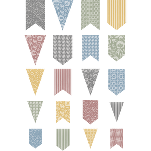 Teacher Created Classroom Cottage Pennants Accents - Assorted Sizes (TCR 7197)