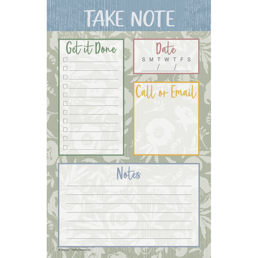 Teacher Created Classroom Cottage Notepad - Take Note (TCR 7198)