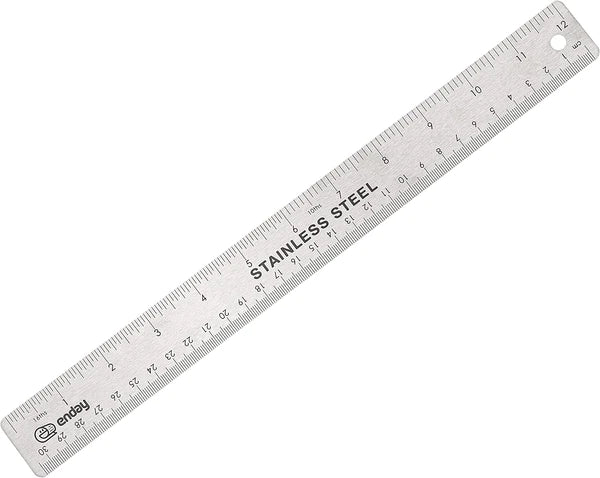 Enday Stainless Steel Ruler with Non-Skid Back 12" (EN 3982)