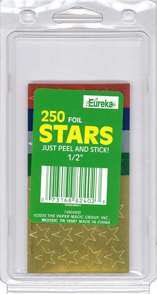 Eureka Presto-Stick Foil Stickers, 1/2", Assorted Colors, 250 Pieces (EU 824020)