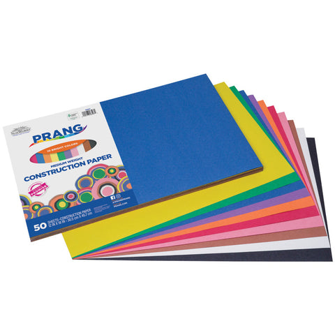Prang® Heavyweight Construction Paper, 12" x 18", 50 count, Assorted